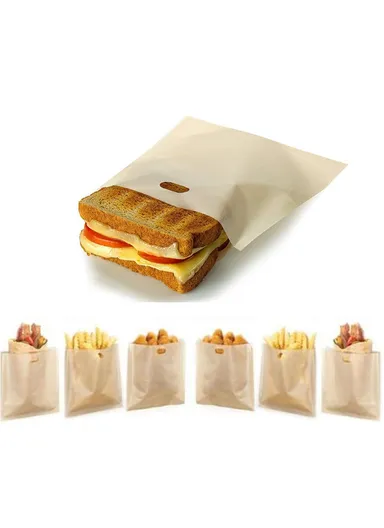 Reusable Non Stick PTFE Bread Bags for Microwave Oven Toaster (L17 x W19)cm