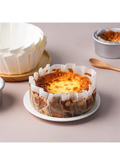 100Pcs 6" Basque Cheesecake Silicone Oil Paper Tray Cupcake Liner Baking Cup (BPA Free, FDA Certified)