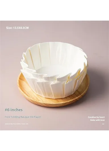 100Pcs 6" Basque Cheesecake Silicone Oil Paper Tray Cupcake Liner Baking Cup (BPA Free, FDA Certified)