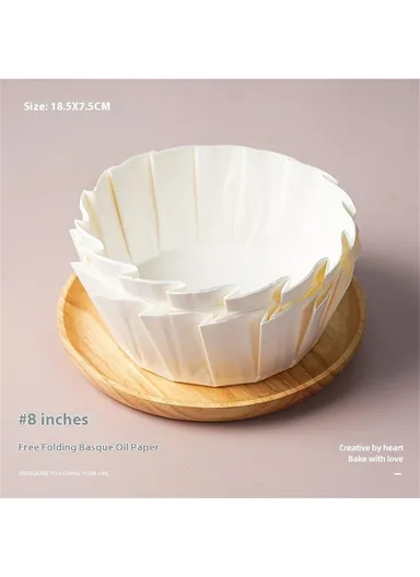 100Pcs 8" Basque Cheesecake Silicone Oil Paper Tray Cupcake Liner Baking Cup (BPA Free, FDA Certified)