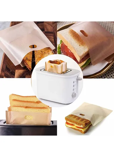 Reusable Non Stick PTFE Bread Bags for Microwave Oven Toaster (L16 x W16.5)cm