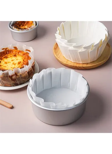 100Pcs 4" Basque Cheesecake Silicone Oil Paper Tray Cupcake Liner Baking Cup (BPA Free, FDA Certified)