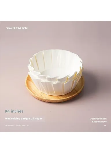 100Pcs 4" Basque Cheesecake Silicone Oil Paper Tray Cupcake Liner Baking Cup (BPA Free, FDA Certified)