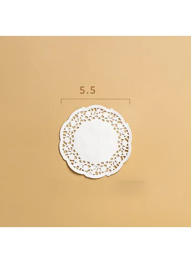 140Pcs 14cm Disposable Food Doilies Round Flower Bottom Paper Lace Liners Oil Absorbing Cake Pad (BPA Free, FDA Certified)