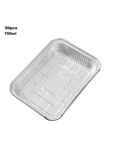 50Pcs 700ml Air Fryer Aluminum Foil Pans Disposable Baking Trays Heat Resistant Containers (BPA Free, FDA Certified)