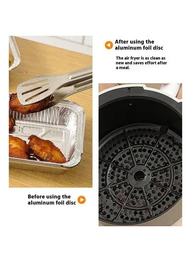 50Pcs 700ml Air Fryer Aluminum Foil Pans Disposable Baking Trays Heat Resistant Containers (BPA Free, FDA Certified)