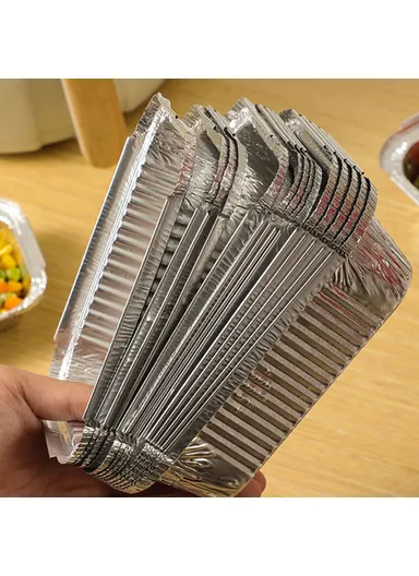 50Pcs 700ml Air Fryer Aluminum Foil Pans Disposable Baking Trays Heat Resistant Containers (BPA Free, FDA Certified)