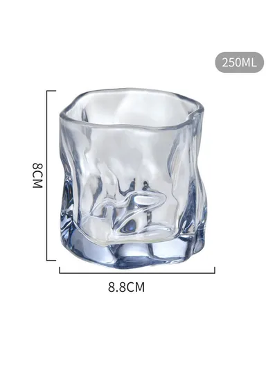 250ML Glass Cup Water Mug Coffee Cup Glass Irregular Twisted Design for Home &amp; Office - Blue