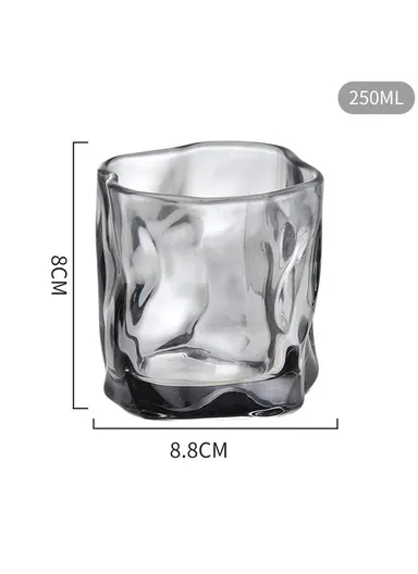 250ML Glass Cup Water Mug Coffee Cup Glass Irregular Twisted Design for Home &amp; Office - Grey