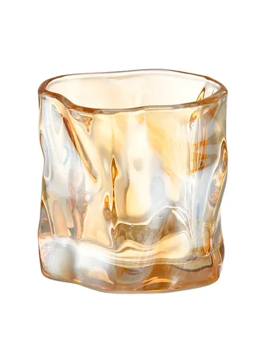 250ML Glass Cup Water Mug Coffee Cup Glass Irregular Twisted Design for Home &amp; Office - Yellow