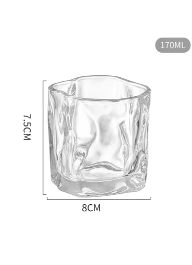 170ML Small Glass Cup Water Mug Coffee Cup Glass Irregular Twisted Design for Home &amp; Office - Transparent