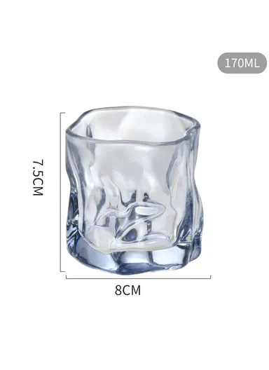 170ML Small Glass Cup Water Mug Coffee Cup Glass Irregular Twisted Design for Home &amp; Office - Blue