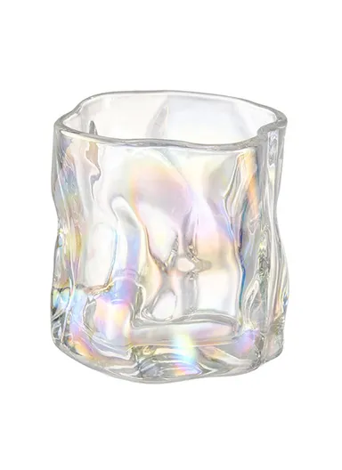 170ML Small Glass Cup Water Mug Coffee Cup Glass Irregular Twisted Design for Home &amp; Office - Colorful