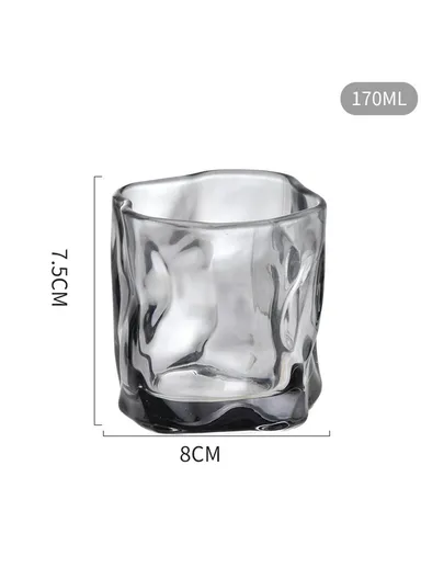 170ML Small Glass Cup Water Mug Coffee Cup Glass Irregular Twisted Design for Home &amp; Office - Grey