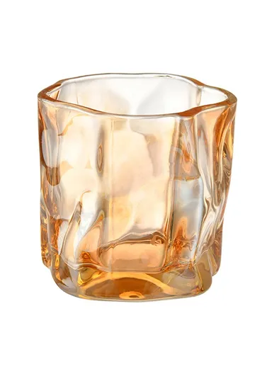 170ML Small Glass Cup Water Mug Coffee Cup Glass Irregular Twisted Design for Home &amp; Office - Yellow