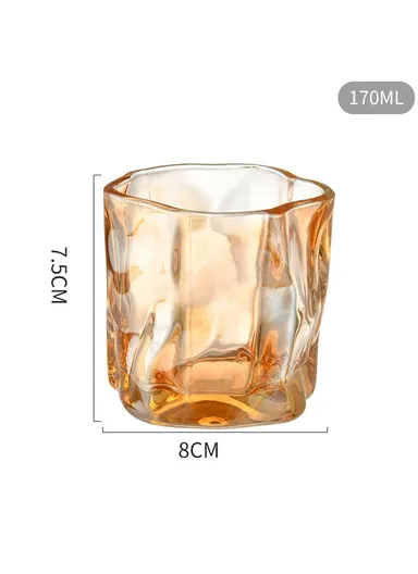170ML Small Glass Cup Water Mug Coffee Cup Glass Irregular Twisted Design for Home &amp; Office - Yellow