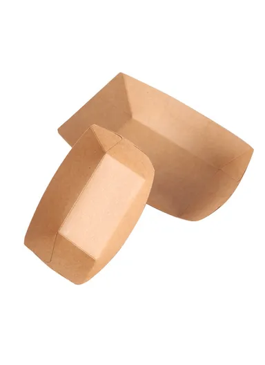 50Pcs Disposable Kraft Paper Food Containers for BBQ Fries Chicken Serving Boats (BPA Free, FDA Certified) - Size 5