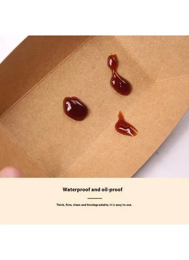 50Pcs Disposable Kraft Paper Food Containers for BBQ Fries Chicken Serving Boats (BPA Free, FDA Certified) - Size 5