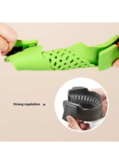 Silicone Pot Strainer Clip On Colander Kitchen Gadget for Pasta Vegetables Draining - Black