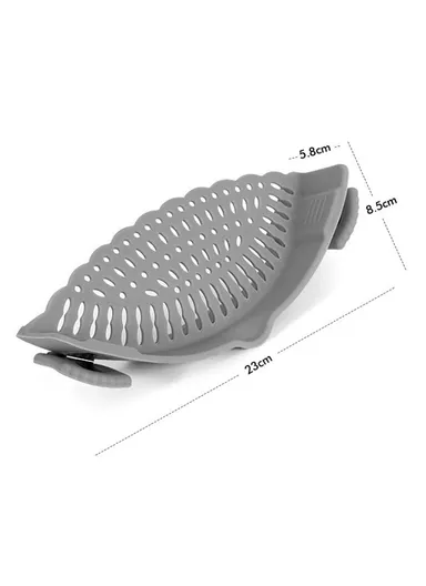 Silicone Pot Strainer Clip On Colander Kitchen Gadget for Pasta Vegetables Draining - Black