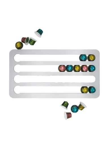 Large Wall Mount Coffee Pod Holder for Nespresso Original Capsules - Silver