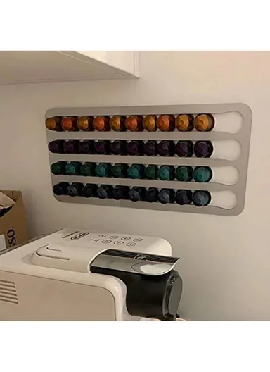 Large Wall Mount Coffee Pod Holder for Nespresso Original Capsules - Silver