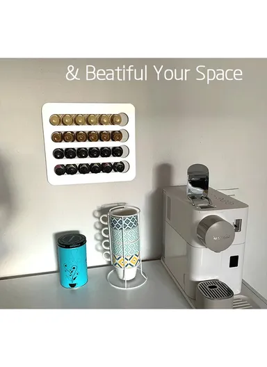 Large Wall Mount Coffee Pod Holder for Nespresso Original Capsules - Silver