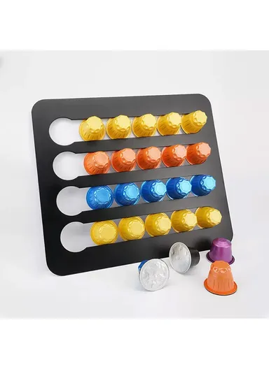 Large Wall Mount Coffee Pod Holder for Nespresso Original Capsules - Black