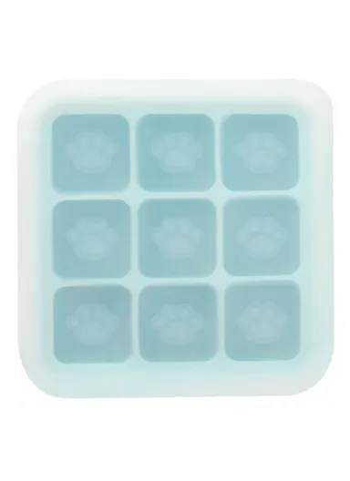 9 Grids Cat Paw Ice Mold with Lid Baby Food Silicone DIY Maker (No FDA) - Light Blue