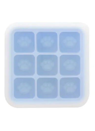 9 Grids Cat Paw Ice Mold with Lid Baby Food Silicone DIY Maker (No FDA) - Sky Blue