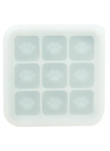 9 Grids Cat Paw Ice Mold with Lid Baby Food Silicone DIY Maker (No FDA) - Light Grey