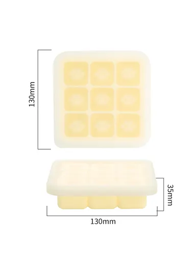 9 Grids Cat Paw Ice Mold with Lid Baby Food Silicone DIY Maker (No FDA) - Creamy Yellow