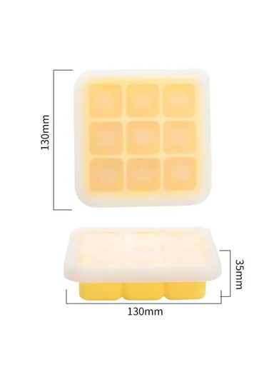 9 Grids Cat Paw Ice Mold with Lid Baby Food Silicone DIY Maker (No FDA) - Mango Yellow