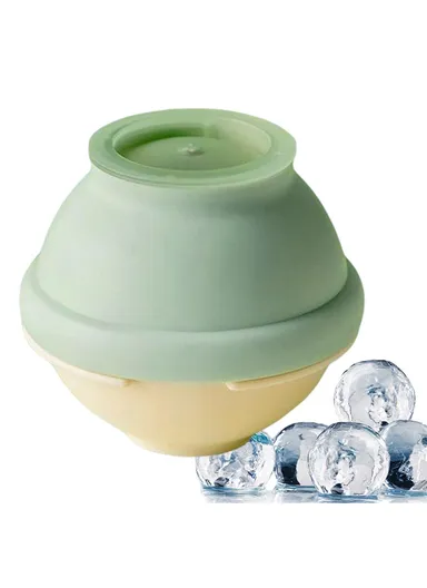 Soft TPR+PP Round Ice Cube Mold Ice Ball Maker Ice Mold for Drinks, Cocktails (BPA-Free, No FDA Certified) - Green
