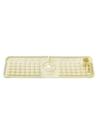 Keyboard Design TPR Sink Mat Draining Pad Countertop Anti Slip Splash Guard for Bathroom Kitchen - Beige
