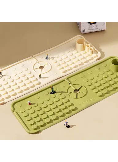 Keyboard Design TPR Sink Mat Draining Pad Countertop Anti Slip Splash Guard for Bathroom Kitchen - Beige