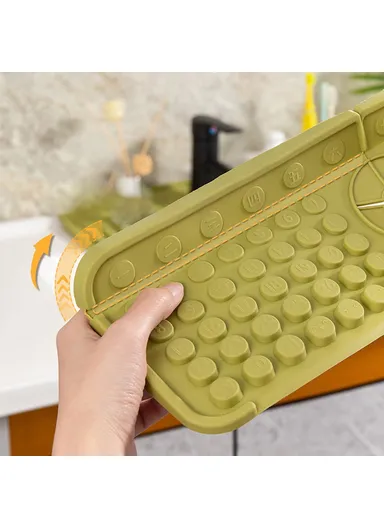Keyboard Design TPR Sink Mat Draining Pad Countertop Anti Slip Splash Guard for Bathroom Kitchen - Beige