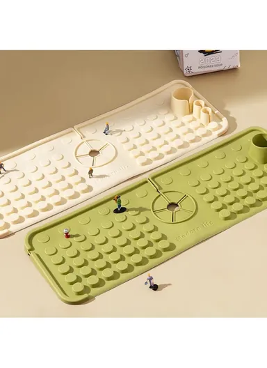 Keyboard Design TPR Sink Mat Draining Pad Countertop Anti Slip Splash Guard for Bathroom Kitchen - Green
