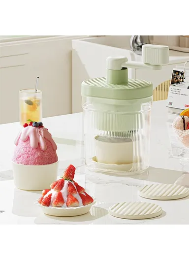 Manual Ice Shaver Snow Cone Machine Hand Crank Shaved Ice Maker with 2 Ice Bowl + 4 Ice Trays (BPA Free, No FDA)