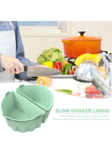 2Pcs Slow Cooker Divider Liners for 6-7 Quart Slow Cookers Reusable Silicone Inserts (BPA-Free, No FDA Certificate) - Black