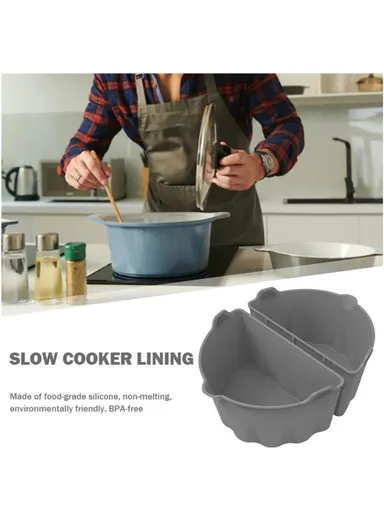 2Pcs Slow Cooker Divider Liners for 6-7 Quart Slow Cookers Reusable Silicone Inserts (BPA-Free, No FDA Certificate) - Blue