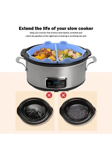 2Pcs Slow Cooker Divider Liners for 6-7 Quart Slow Cookers Reusable Silicone Inserts (BPA-Free, No FDA Certificate) - Green
