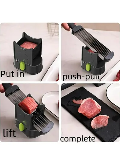 Manual Meat Slicer for Beef Pork Lamb Stainless Steel Meat Shredder Kitchen Gadget - Black
