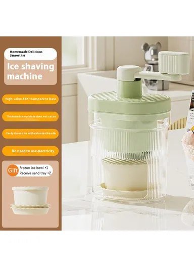 Manual Ice Shaver Snow Cone Machine Hand Crank Shaved Ice Maker with 1 Ice Bowl + 2 Ice Trays (BPA Free, No FDA)