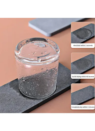 4Pcs Diatomite Absorbent Coasters Kitchen Soap Dish Liquid Dispenser Holder Plant Pot Drying Mat - Medium Grey