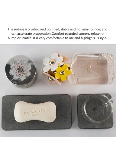 4Pcs Diatomite Absorbent Coasters Kitchen Soap Dish Liquid Dispenser Holder Plant Pot Drying Mat - Medium Grey