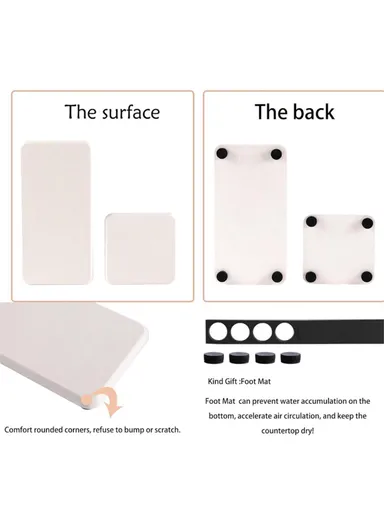 4Pcs Diatomite Absorbent Coasters Kitchen Soap Dish Liquid Dispenser Holder Plant Pot Drying Mat - Dark Grey