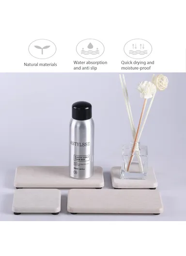 4Pcs Diatomite Absorbent Coasters Kitchen Soap Dish Liquid Dispenser Holder Plant Pot Drying Mat - Dark Grey