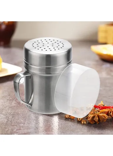 Stainless Steel Powder Shaker with Handle for BBQ Seasoning Baking Flour Sifter Spice Dispenser (BPA Free, No FDA)