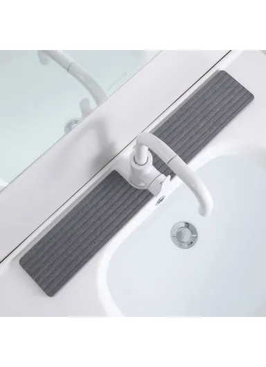 2Pcs Set U Shape Sink Mat Water Absorbent Diatomite Quick Drying Pad for Faucet Base Washbasin - Straight Dark Grey